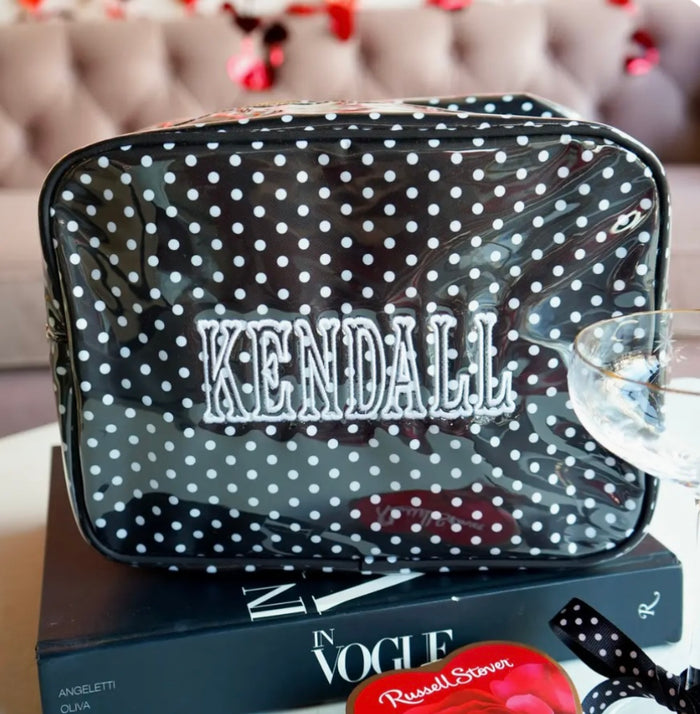 Black Polka Dot - Clear Coat XL Toiletry Bag
