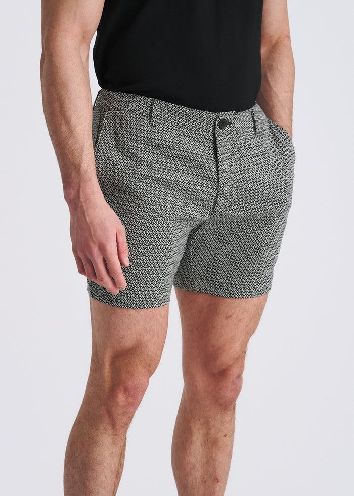 Black/White Links 6" Inseam Stretch Woven Chino Shorts Pm-2550
