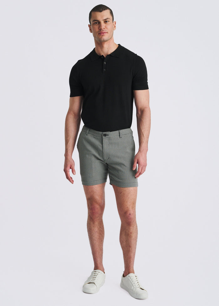Black/White Links 6" Inseam Stretch Woven Chino Shorts Pm-2550