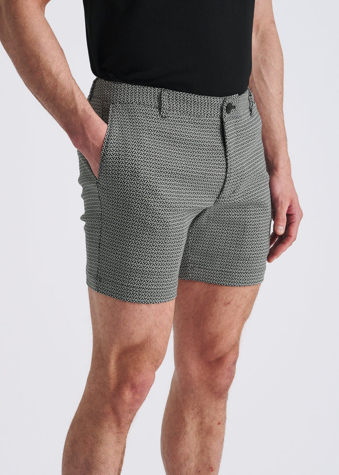 Black/White Links 6" Inseam Stretch Woven Chino Shorts Pm-2550