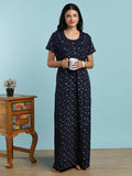 Blue floral cotton blend nightydress for women online