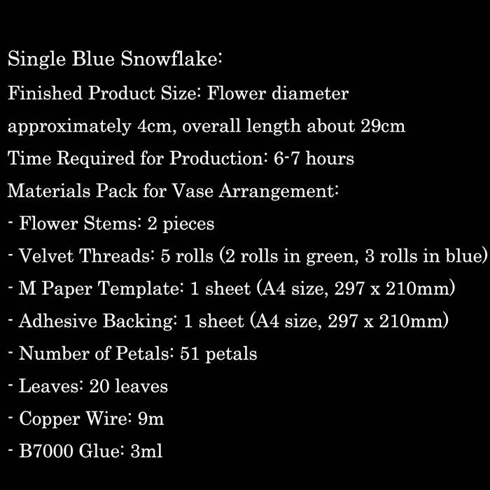 Blue Snowflake Chanhua Materials Flowers DIY Kit - Include Detailed Video Tutorial
