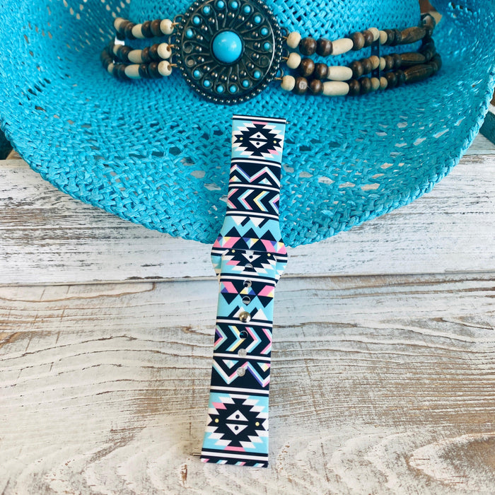 Boho-Chic Turquoise Print Silicone Band For Fitbit Versa 1/2 - Fancy Bands