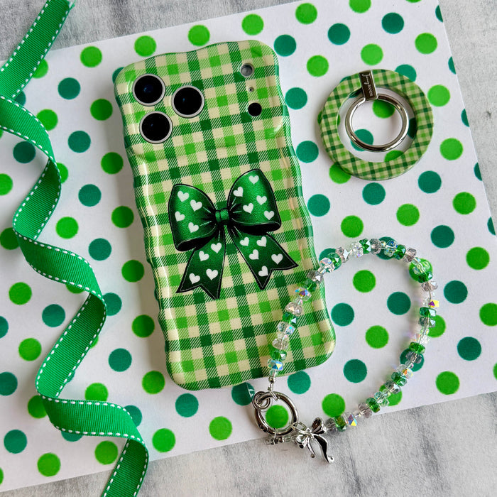 Bow & Bling Fancy Phone Charm â Bow & Bling Phone Charm - Iridescent & Emerald Beaded Phone Wrist Strap Put a bow on it and make it sparkle!