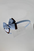 Bow School Hairband - Bluebell and Brown