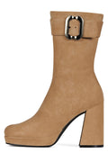 BRATTY-LO Jeffrey Campbell Mid-Calf Boot Beige Suede