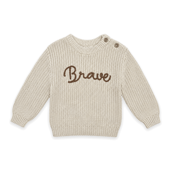 BRAVE Chunky Knit Slouchy Baby Pullover Sweater made with Organic Cotton