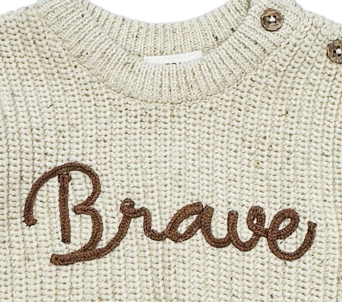 BRAVE Chunky Knit Slouchy Baby Pullover Sweater Detail