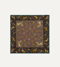 Brown Unicorn Tapestry Print Wool-Silk Bandana