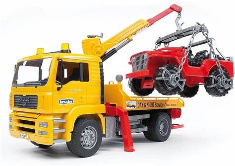 Bruder MAN TGA Tow Truck w/ Cross Country Jeep
