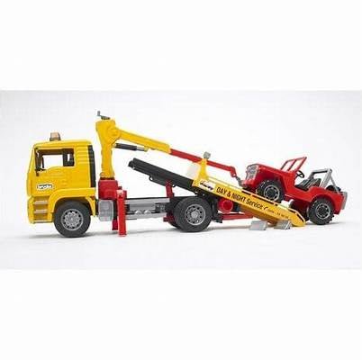 Bruder MAN TGA Tow Truck w/ Cross Country Jeep