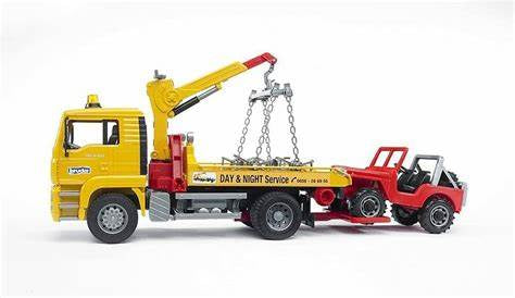Bruder MAN TGA Tow Truck w/ Cross Country Jeep