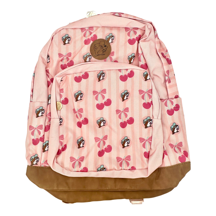 Pink backpack - playful design with bows and patterns