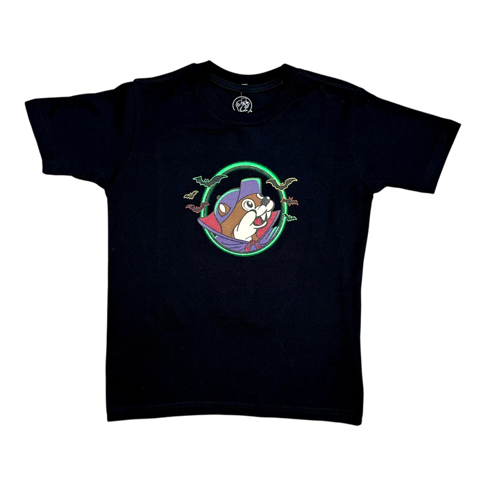 Black youth t-shirt - glow-in-the-dark Halloween design