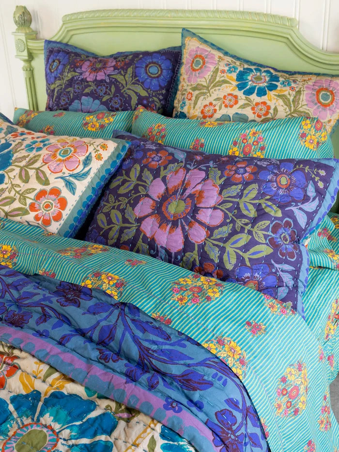 Bungalow Reversible Cotton Quilt - Flower Spell Bandana-view 2