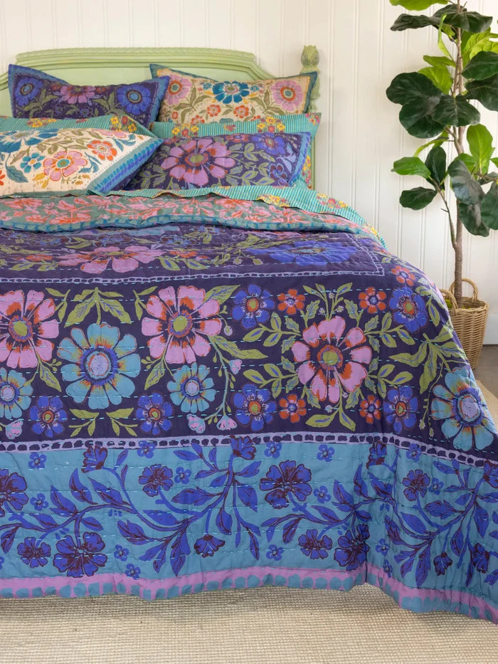 Bungalow Reversible Cotton Quilt - Flower Spell Bandana-view 3