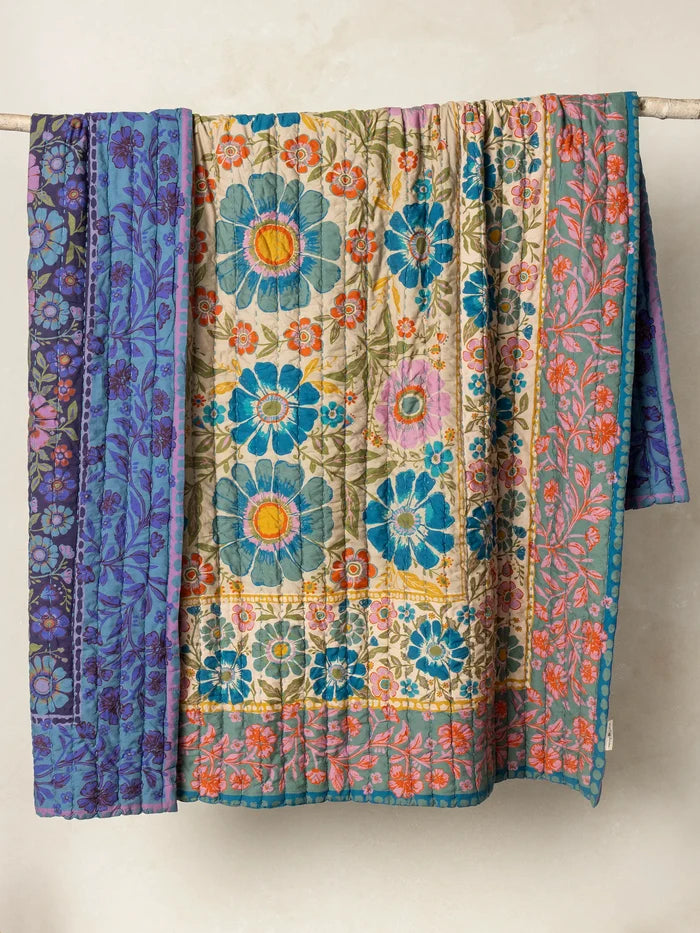 Bungalow Reversible Cotton Quilt - Flower Spell Bandana-view 5