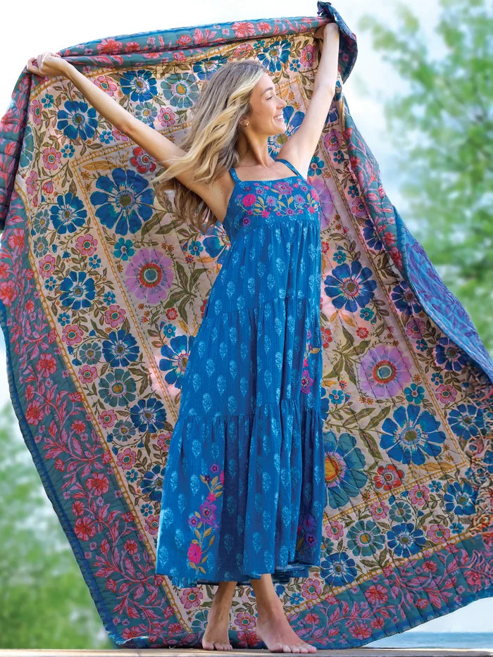 Bungalow Reversible Cotton Quilt - Flower Spell Bandana-view 7