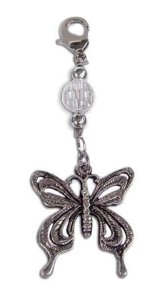 Butterfly Hair Charm – Large Silver Ponytail Accessory front view