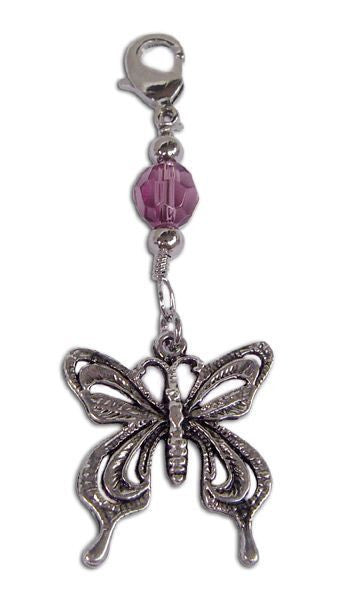 Butterfly Hair Charm – Large Silver Ponytail Accessory front view