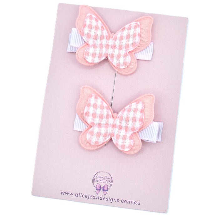 Butterfly Hair Clips - peach