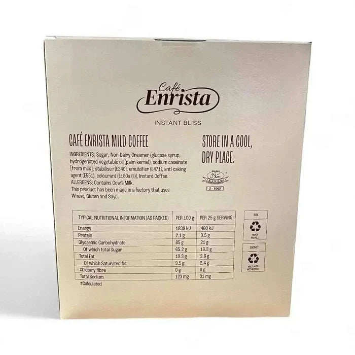 Cafe Enrista Coffee 3-In-1 Mild, Smooth & Creamy 500g Pack of 20, Nutritional Info and Ingredients
