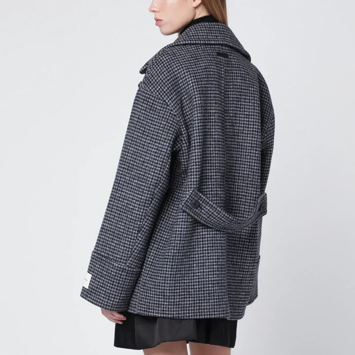 Calvin Klein - Grey double-breasted houndstooth coat