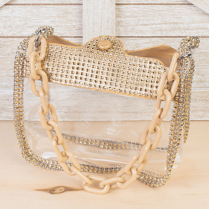 CB01 - Clear Convertible Handbag - Gold