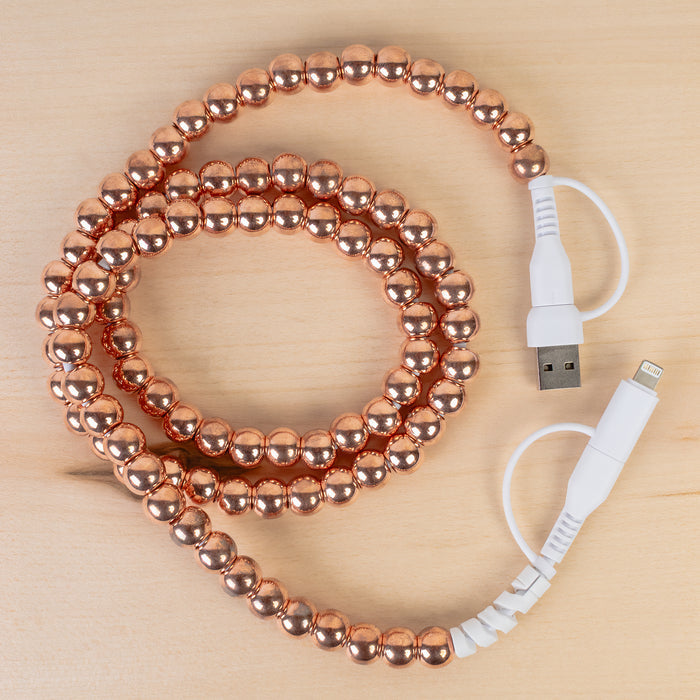 CC41 - 4-in-1 Beaded Charging Cable - Rose Gold