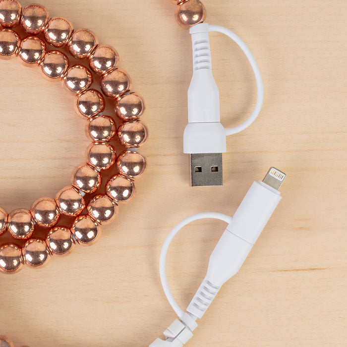 CC41 - 4-in-1 Beaded Charging Cable - Rose Gold