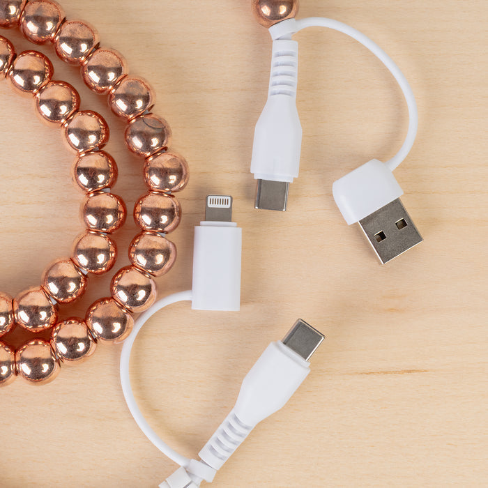 CC41 - 4-in-1 Beaded Charging Cable - Rose Gold