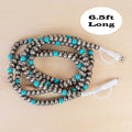 CC60 - 4-in-1 Extra Long Beaded Charging Cable - Turquoise & Silver