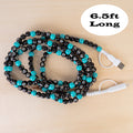 CC68 - 4-in-1 Extra Long Beaded Charging Cable - Turquoise & 8-Ball
