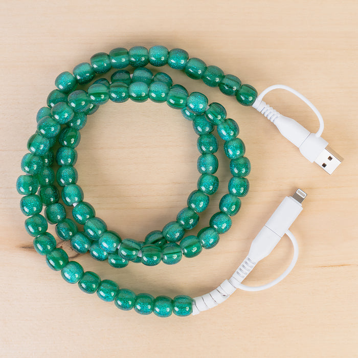 CC75 - 4-in-1 Beaded Charging Cable - Green Opal