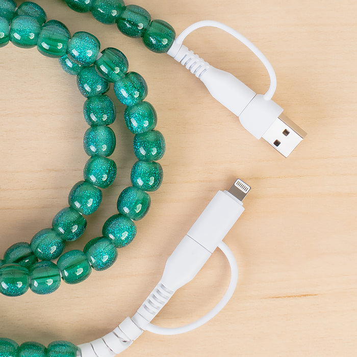 CC75 - 4-in-1 Beaded Charging Cable - Green Opal