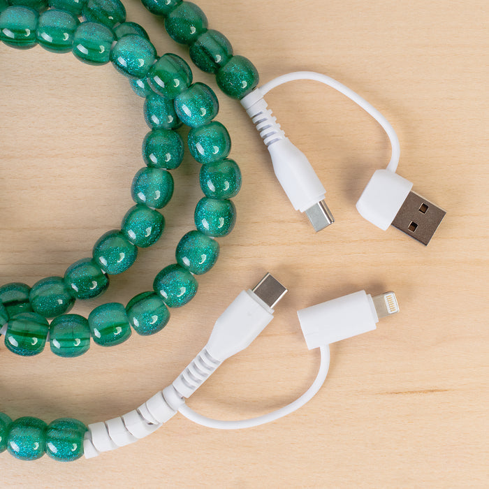 CC75 - 4-in-1 Beaded Charging Cable - Green Opal