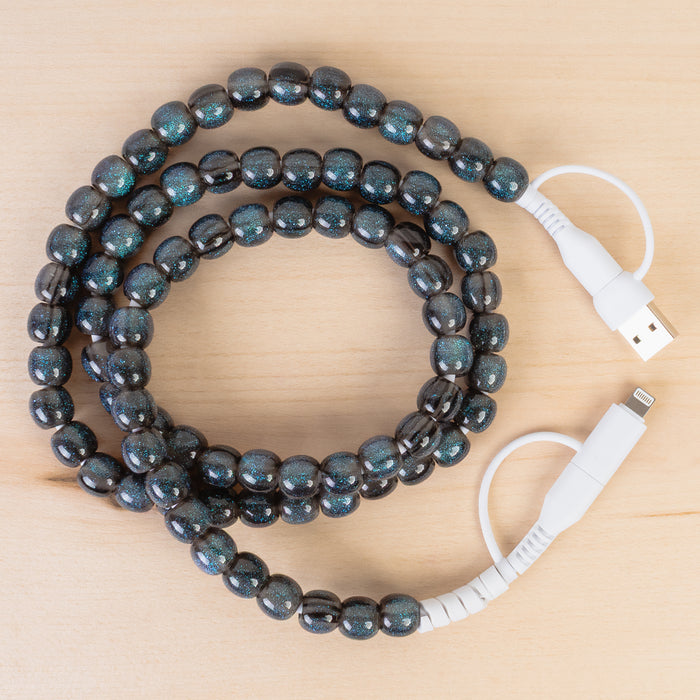 CC76 - 4-in-1 Beaded Charging Cable - Teal Opal