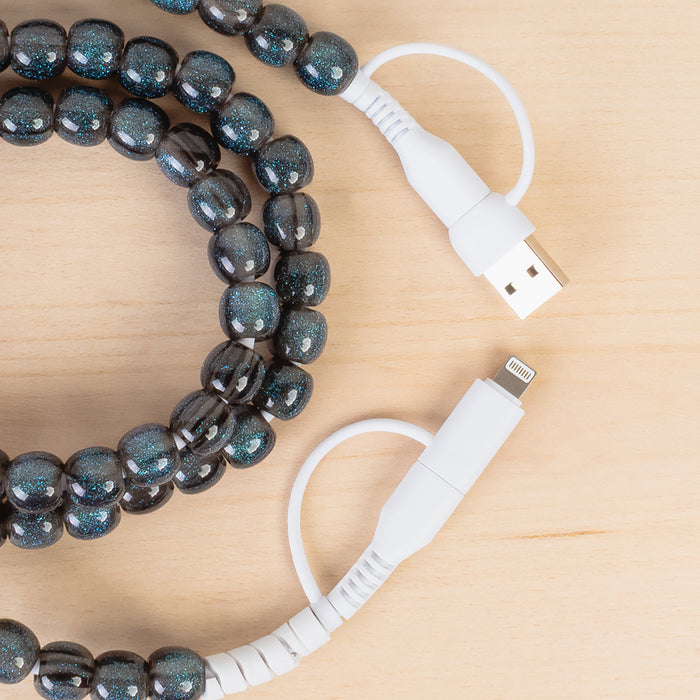 CC76 - 4-in-1 Beaded Charging Cable - Teal Opal