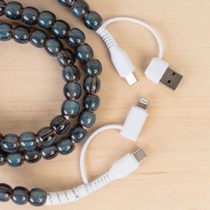 CC76 - 4-in-1 Beaded Charging Cable - Teal Opal