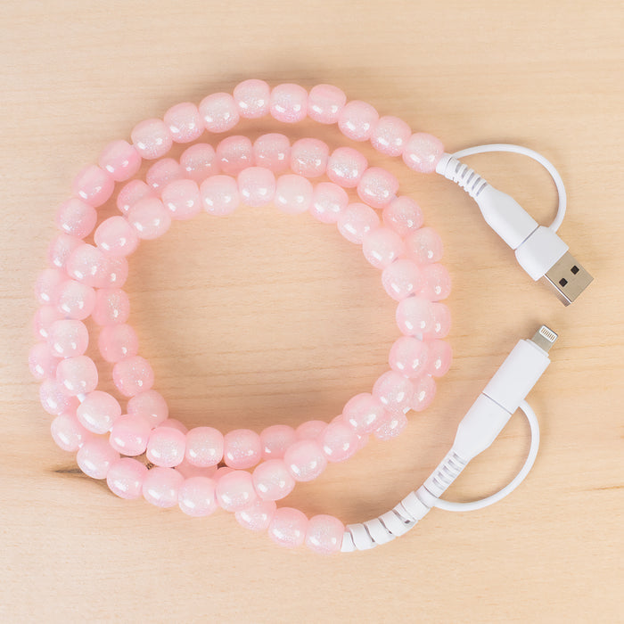 CC79 - 4-in-1 Beaded Charging Cable - Pink Opal