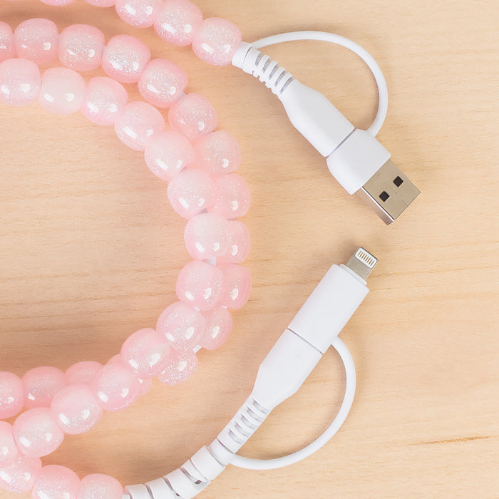 CC79 - 4-in-1 Beaded Charging Cable - Pink Opal