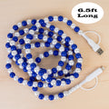 CC83 - 4-in-1 Extra Long Beaded Charging Cable - Royal Blue & Pearl
