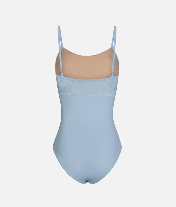 CHLOE LIGHT BLUE Ballet Leotard, Elegant Lace Camisole Design