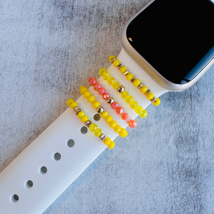 Citrus Shine Band Bling 5pc Stack — ( Compatible with Apple Watch Silicone Band suitable all Apple, Samsung, & versa Watch Bands.
