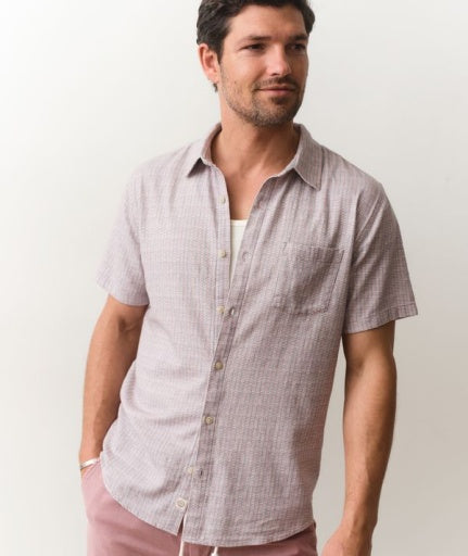 Classic Stretch Selvage Shirt Purple Matchstick Print