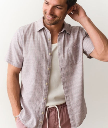 Classic Stretch Selvage Shirt Purple Matchstick Print
