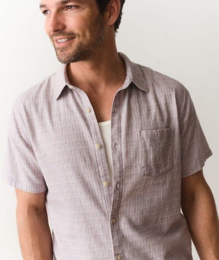 Classic Stretch Selvage Shirt Purple Matchstick Print