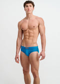 Cobalt Pinstripe Seersucker Swim Brief W/Buckle St-8028