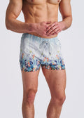 Cobalt/Turquoise Floral 2.5"Inseam Printed Swim Shorts W/Mesh Lining Pm-6002-70