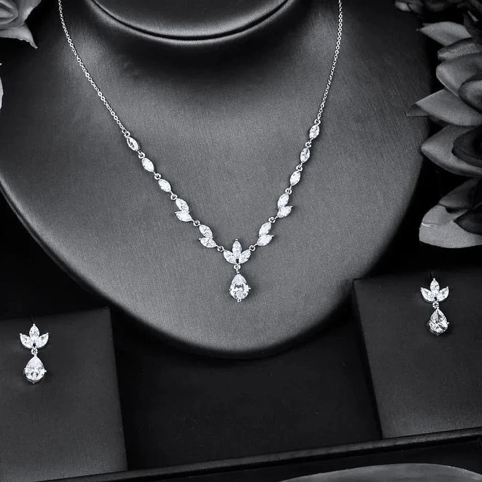 Wedding Jewelry - Cubic Zirconia Bridal Jewelry Set - Available Silver and Rose Gold